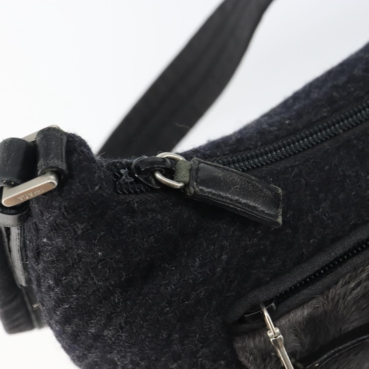 Prada Vintage Shoulder Bag Wool, BLACK, WOOL, Shoulder bag