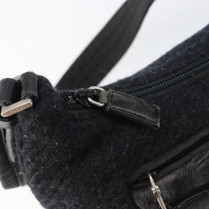 Prada Vintage Shoulder Bag Wool, BLACK, WOOL, Shoulder bag