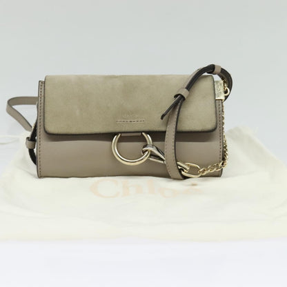 Chloe Faye Shoulder Bag Leather and Suede, Beige, Leather, Shoulder Bag
