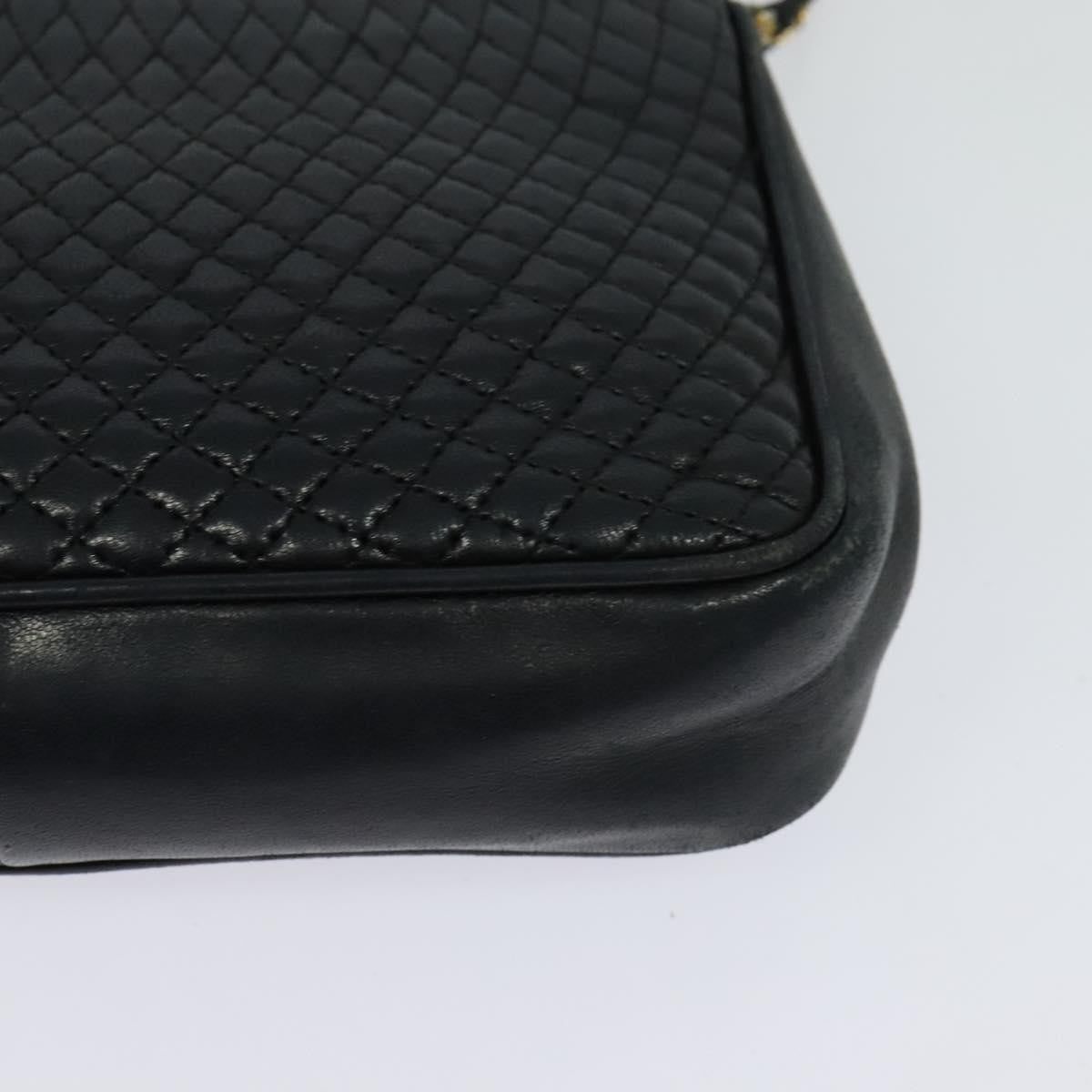 Bally Vintage Chain Shoulder Bag Quilted Leather, Navy, Leather, Shoulder Bag