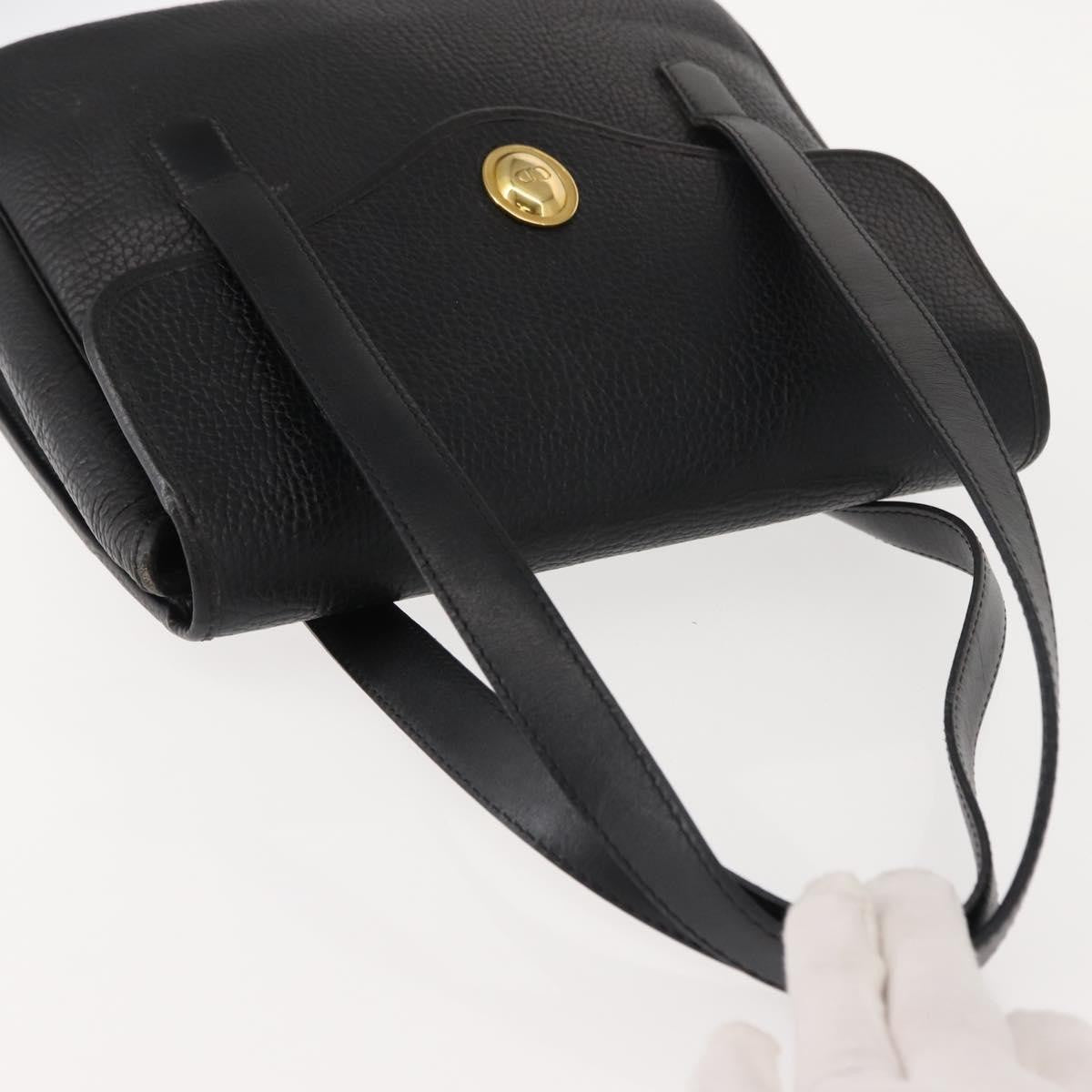 Christian Dior Vintage CD Handbag Leather, BLACK, LEATHER, Handbag