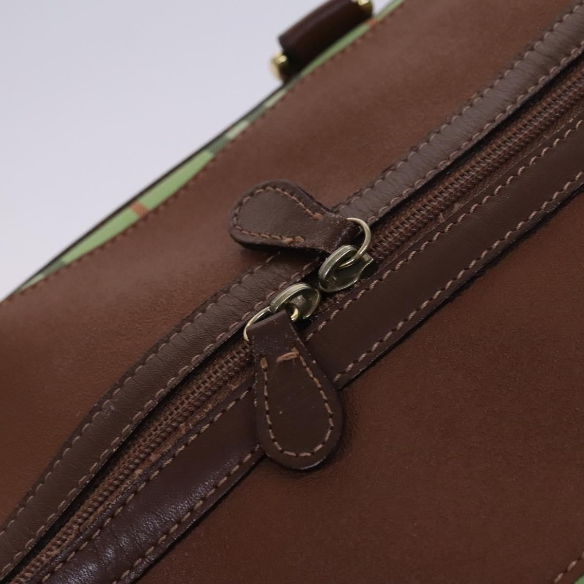Burberry Front Pocket Zip Boston Bag House Check Canvas and Leather, BROWN, LEATHER, Travel bag