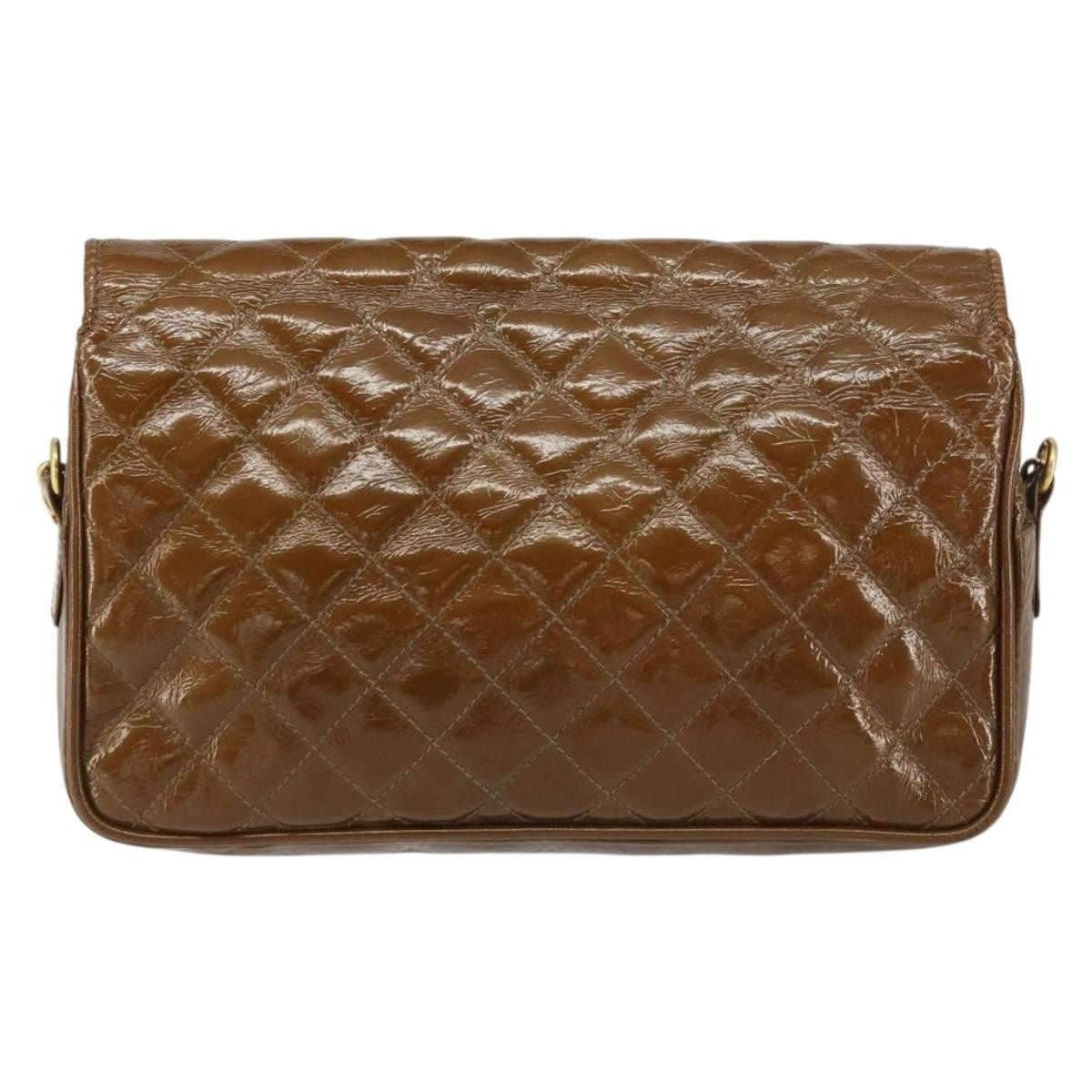 Bally Vintage Chain Shoulder Bag Quilted Patent leather, BROWN, PATENT_LEATHER, Shoulder bag