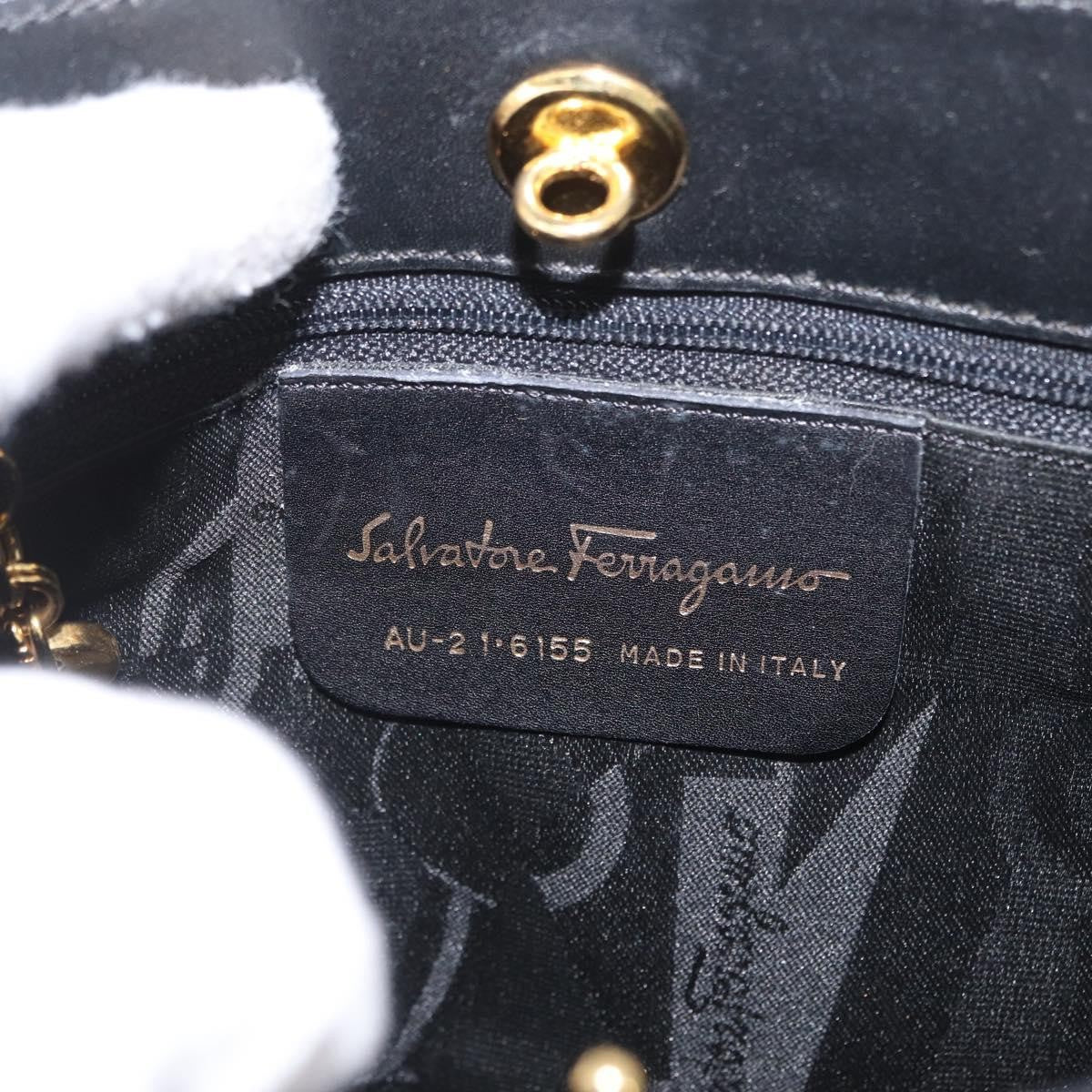 Salvatore Ferragamo Vala Handbag Canvas, BLACK, CANVAS, Handbag