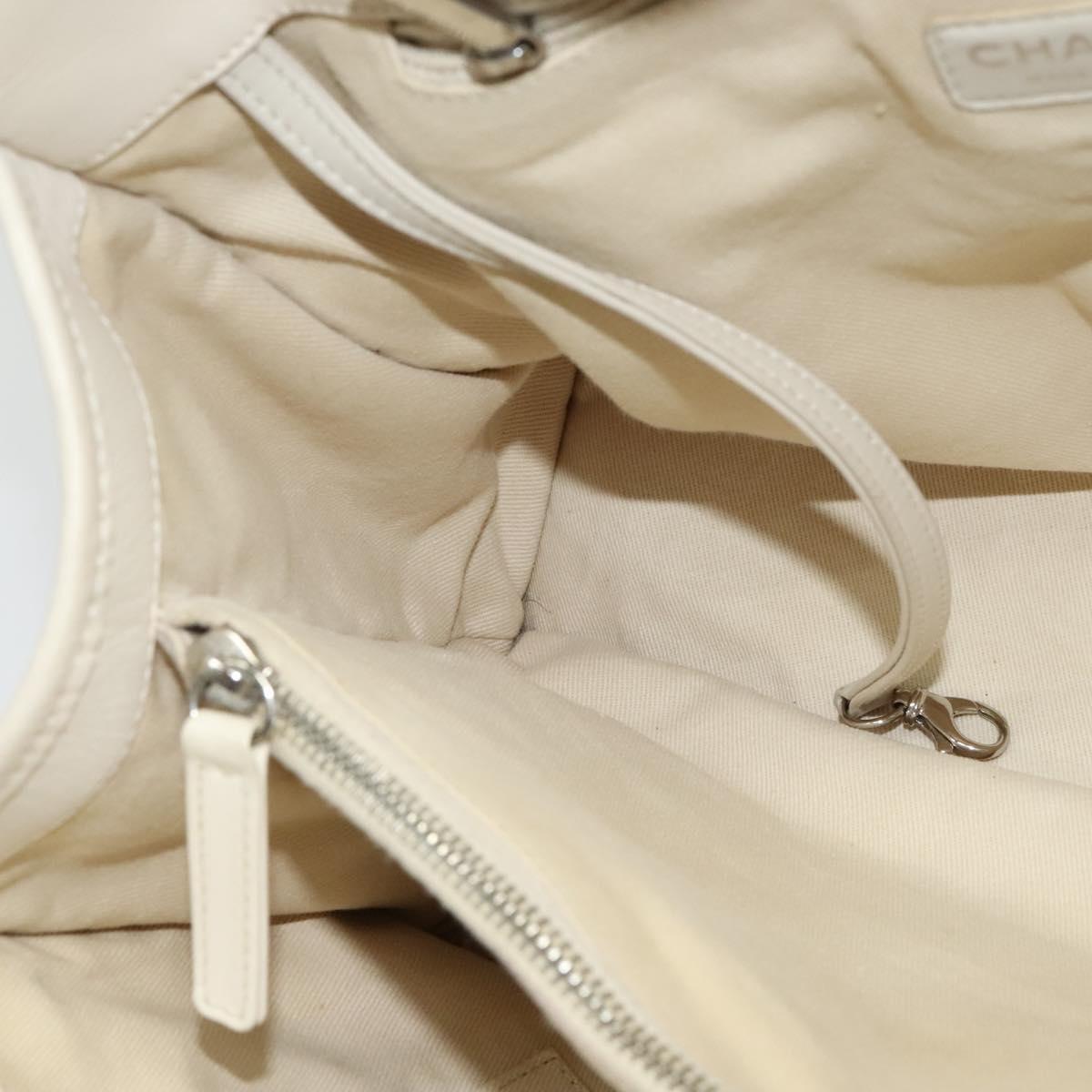 Chanel Deauville Tote Perforated leather, WHITE, LEATHER, Tote bag