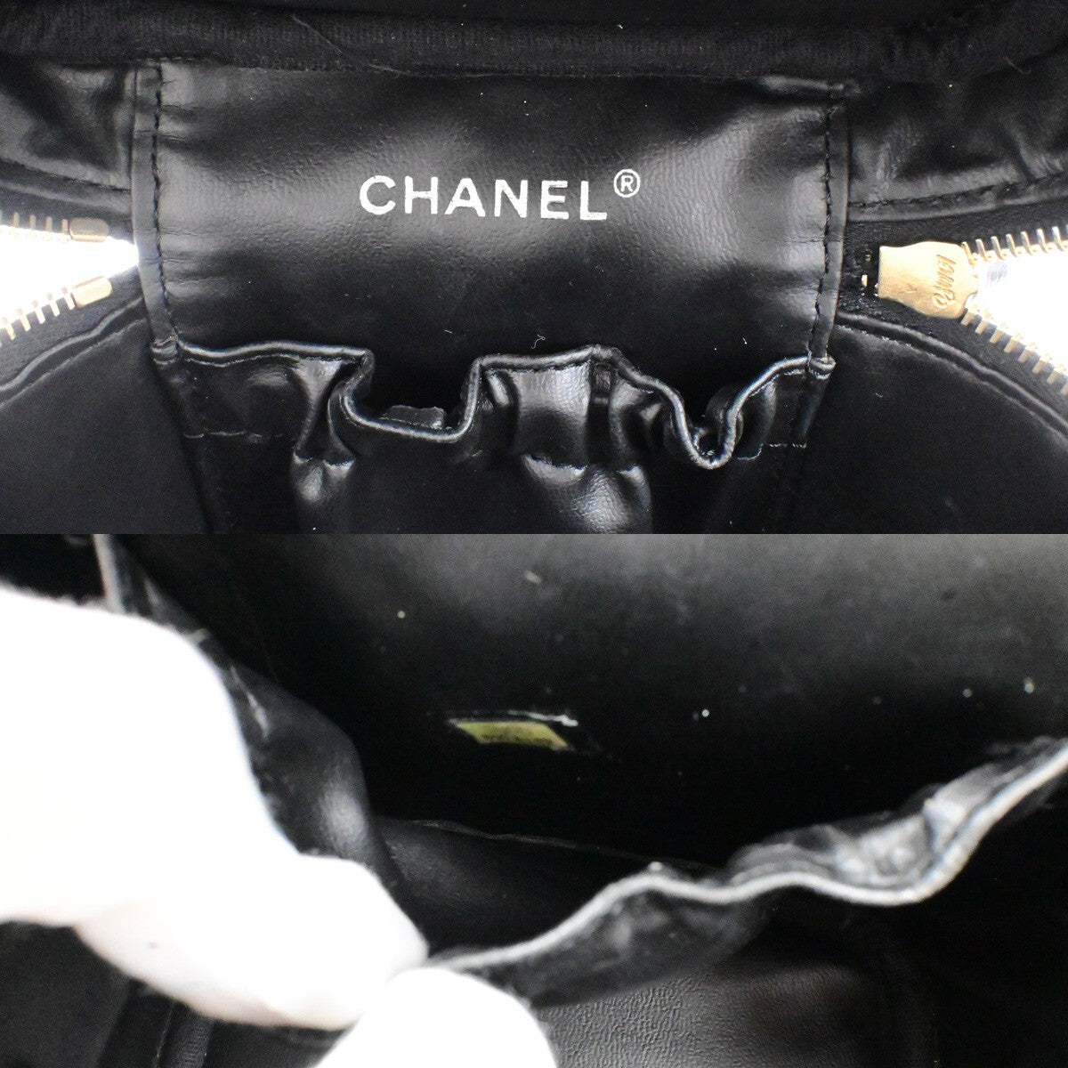Chanel Vintage Timeless Cosmetic Case Caviar, BLACK, CALFSKIN, Handbag