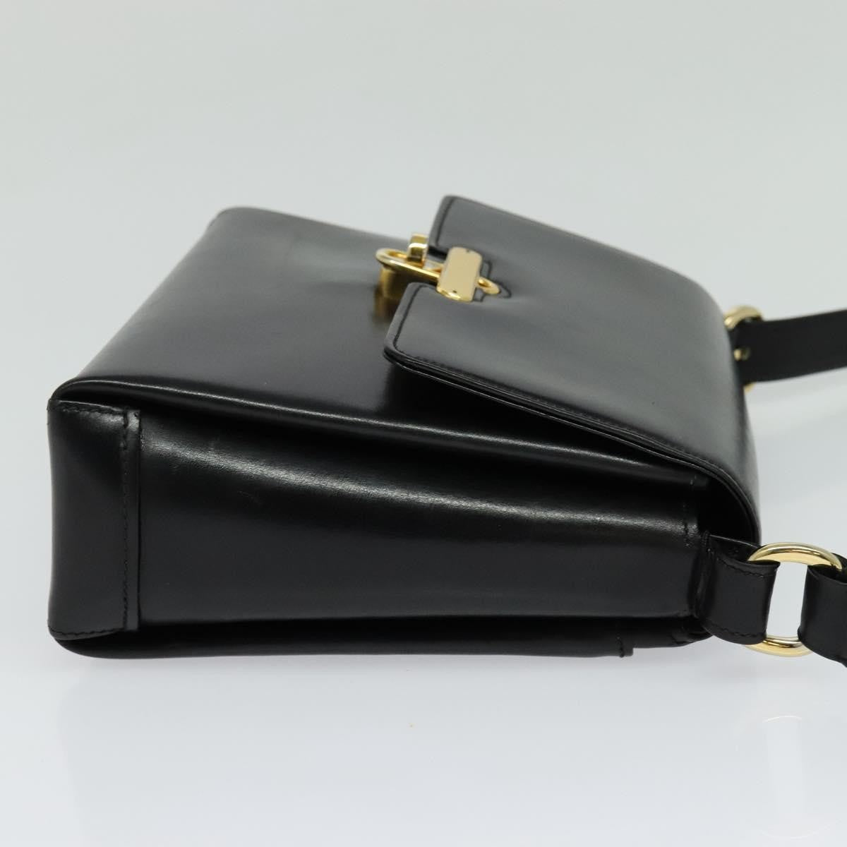 Gucci Vintage Turnlock Top Handle Bag Leather, BLACK, LEATHER, Shoulder bag