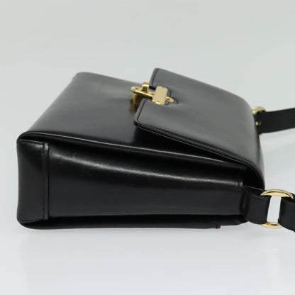 Gucci Vintage Turnlock Top Handle Bag Leather, BLACK, LEATHER, Shoulder bag