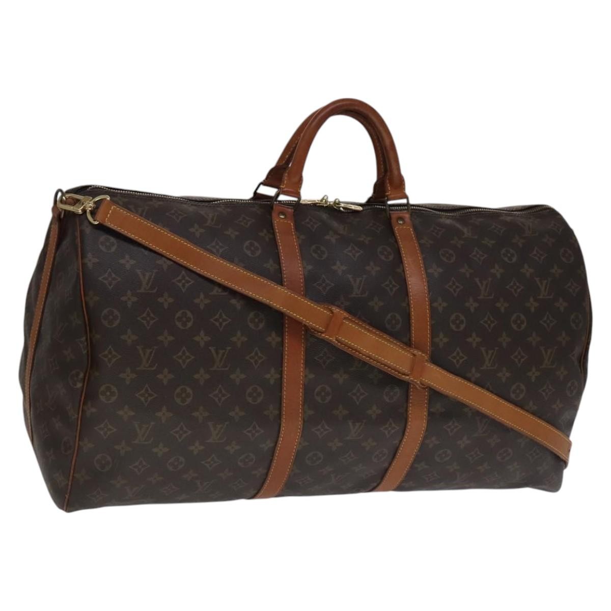 Louis Vuitton Keepall Bandouliere Bag Monogram Canvas, BROWN, CANVAS, Travel bag
