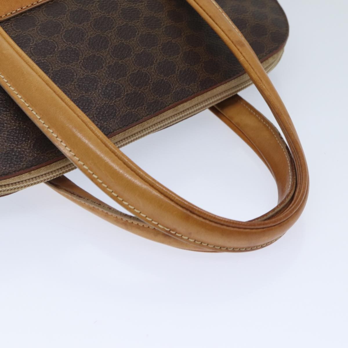 Celine Macadam Handbag Macadam with leather, BROWN, CANVAS, Handbag