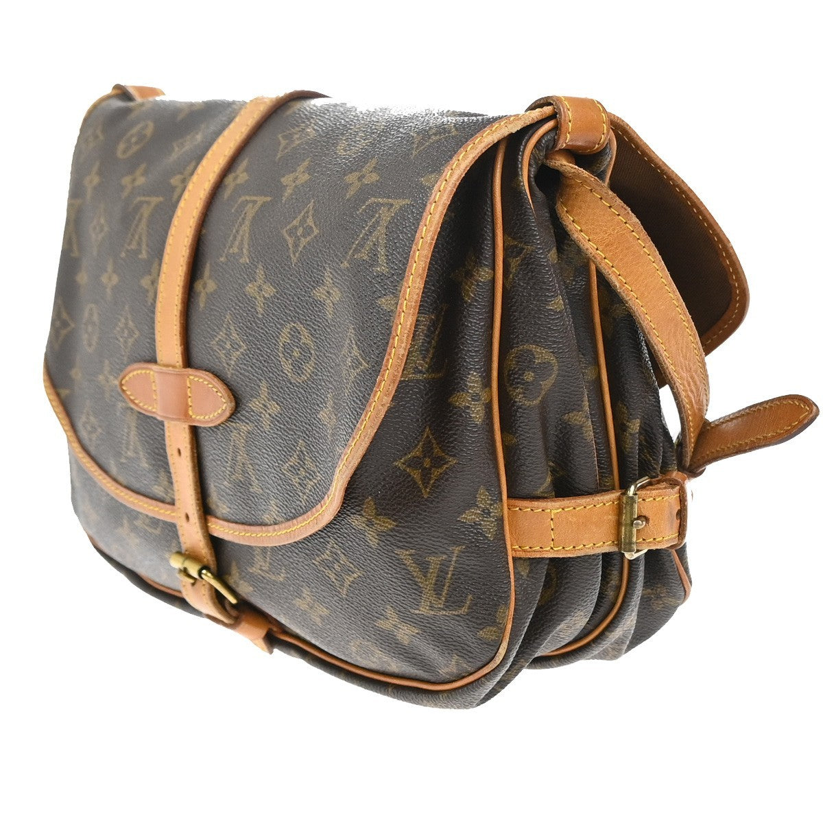 Louis Vuitton Saumur Handbag Monogram Canvas, BROWN, CANVAS, Shoulder bag