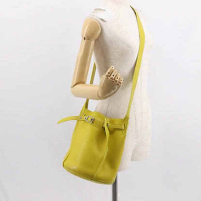 Celine Long Strap Big Bag Bucket Leather, YELLOW, LEATHER, Shoulder bag