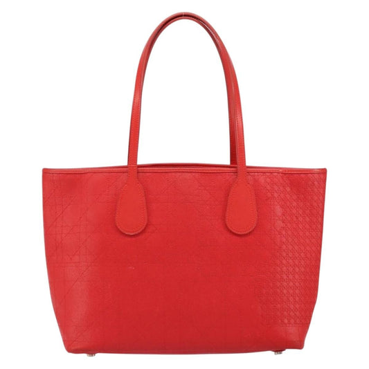 Christian Dior Panarea Tote Printed Cannage Quilt Canvas, RED, CANVAS, Tote bag