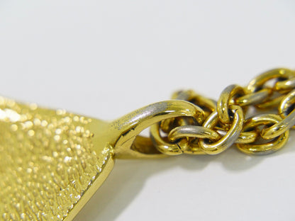 Chanel Vintage CC Pendent Necklace Plated Metal, GOLD, GOLD_PLATED, Necklace