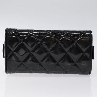 Chanel Vintage Metal Box Bag Quilted patent, Black, Patent Leather, Handbag