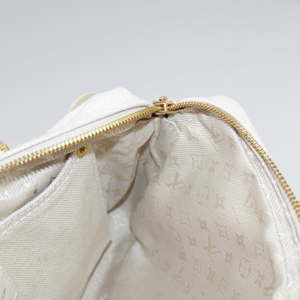Louis Vuitton Polka Dot Panama Bowly Handbag Embellished Canvas, WHITE, CANVAS, Handbag