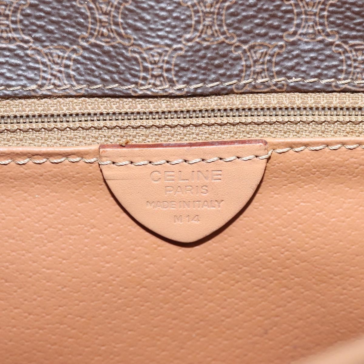 Celine Vintage Macadam Circle Logo Shoulder Bag Canvas and Leather, Brown, Canvas, Shoulder Bag
