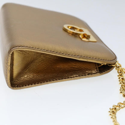 Salvatore Ferragamo Vintage Gancini Chain Shoulder Bag Leather, GOLD, LEATHER, Shoulder bag