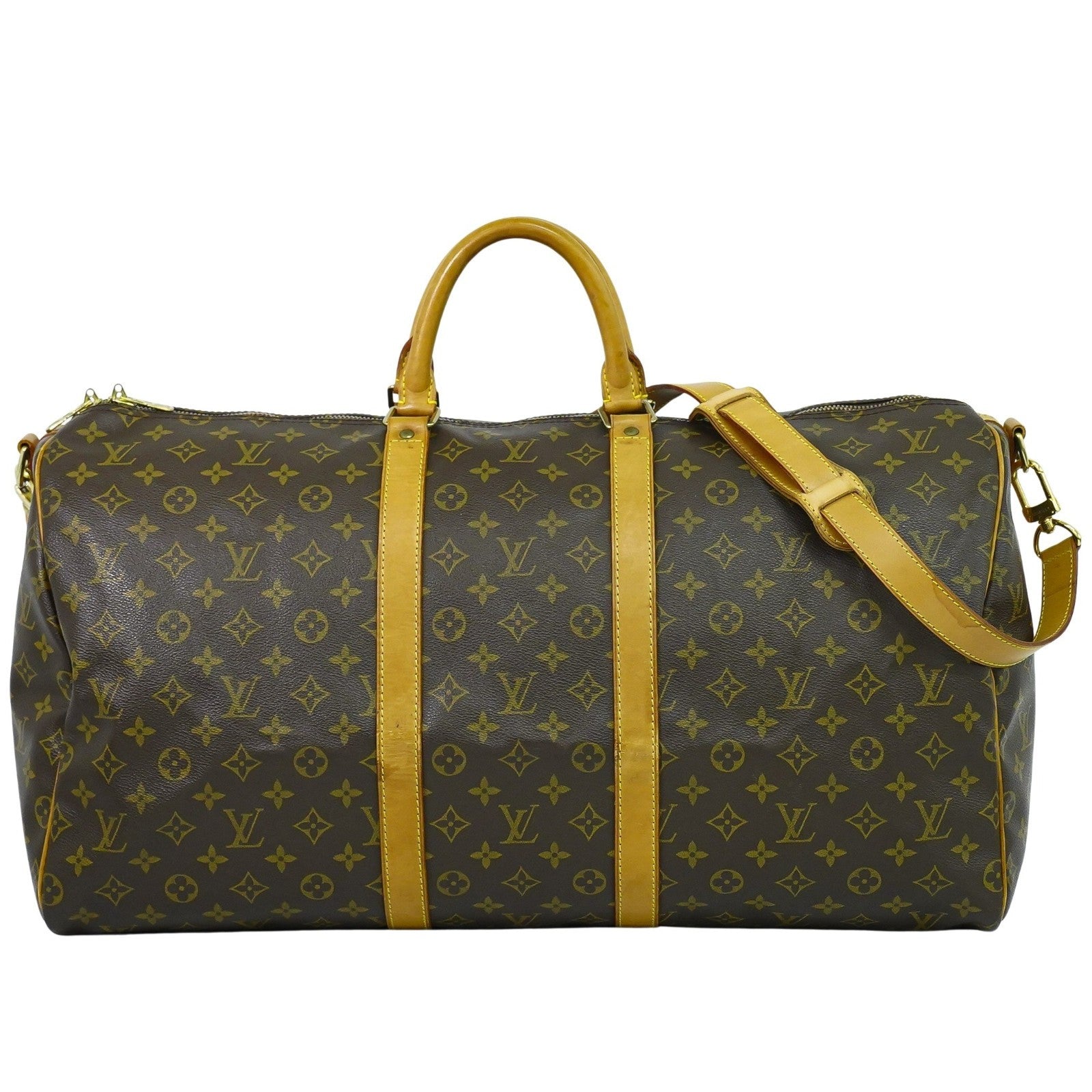 Louis Vuitton Keepall Bandouliere Bag Monogram Canvas, BROWN, CANVAS, Travel bag