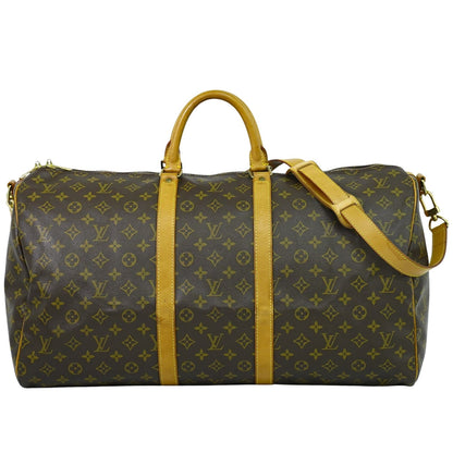 Louis Vuitton Keepall Bandouliere Bag Monogram Canvas, BROWN, CANVAS, Travel bag