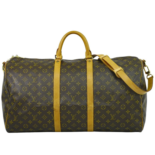 Louis Vuitton Keepall Bandouliere Bag Monogram Canvas, BROWN, CANVAS, Travel bag