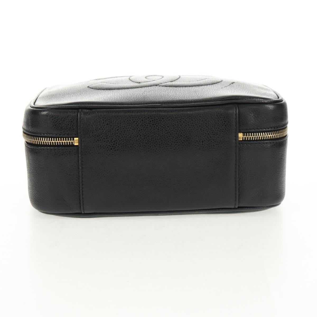 Chanel Vintage Timeless Zip Around Vanity Case Caviar, Black, Leather, Clutch