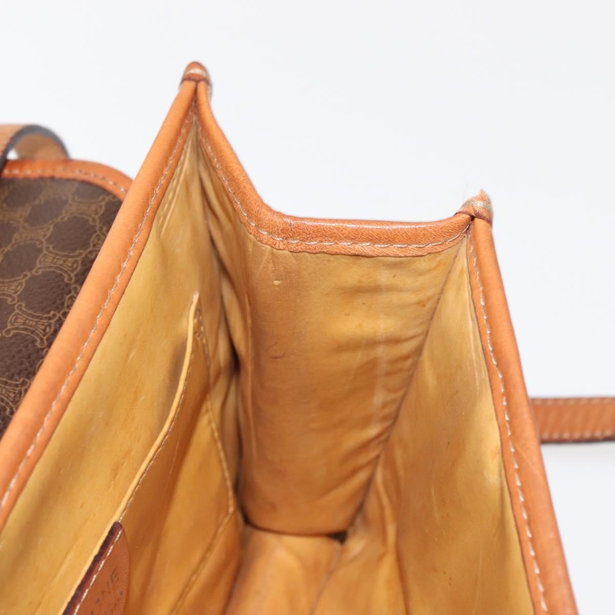 Celine Vintage Macadam Shoulder Bag Canvas and Leather, BROWN, CANVAS, Shoulder bag