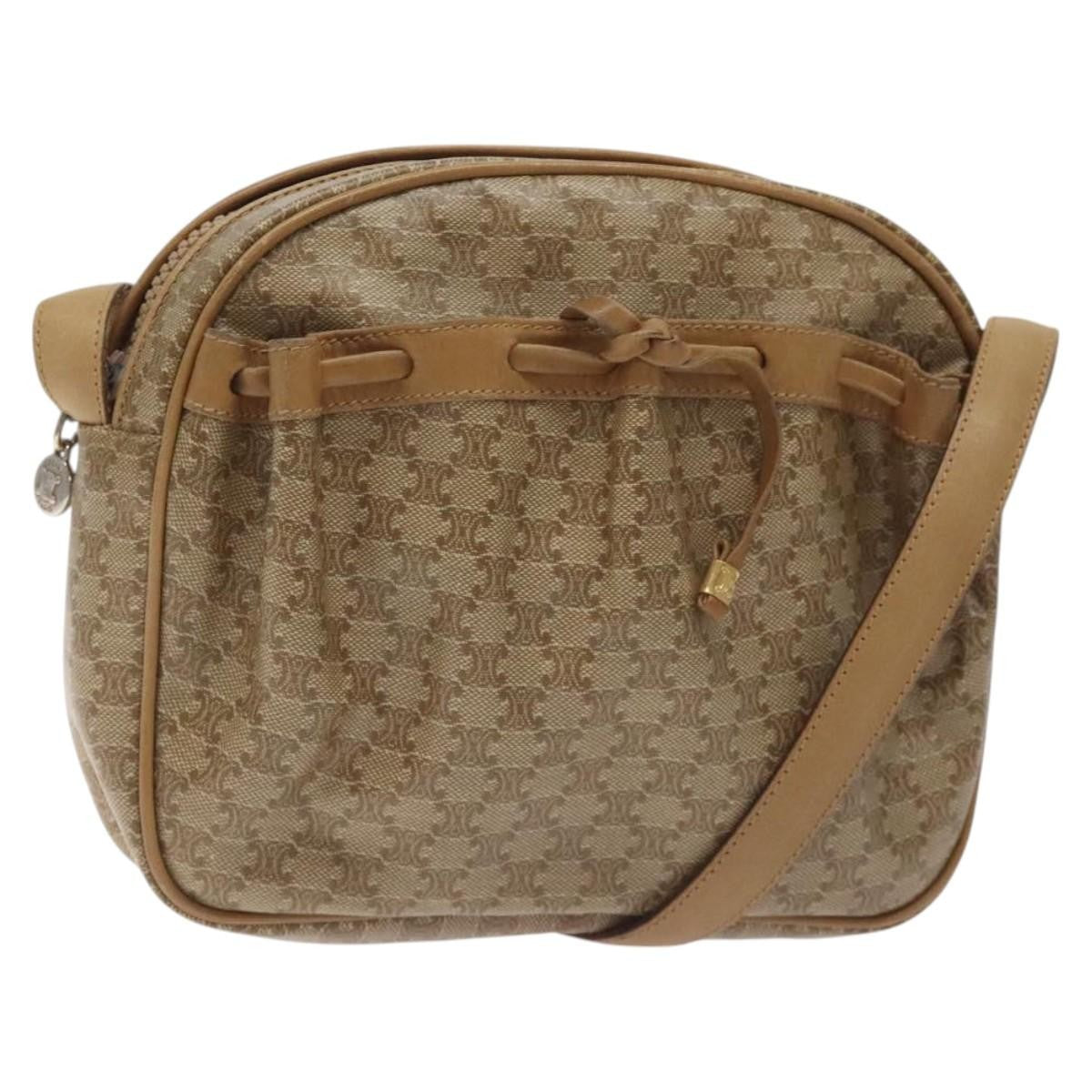 Celine Vintage Macadam Shoulder Bag Macadam Canva  Vinyl, BEIGE, PVC, Shoulder bag