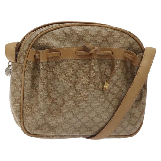 Celine Vintage Macadam Shoulder Bag Macadam Canva  Vinyl, BEIGE, PVC, Shoulder bag