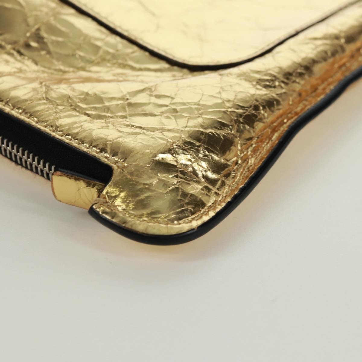 Chanel Feminine Pouch Crinkled Leather, Gold, Leather, Clutch