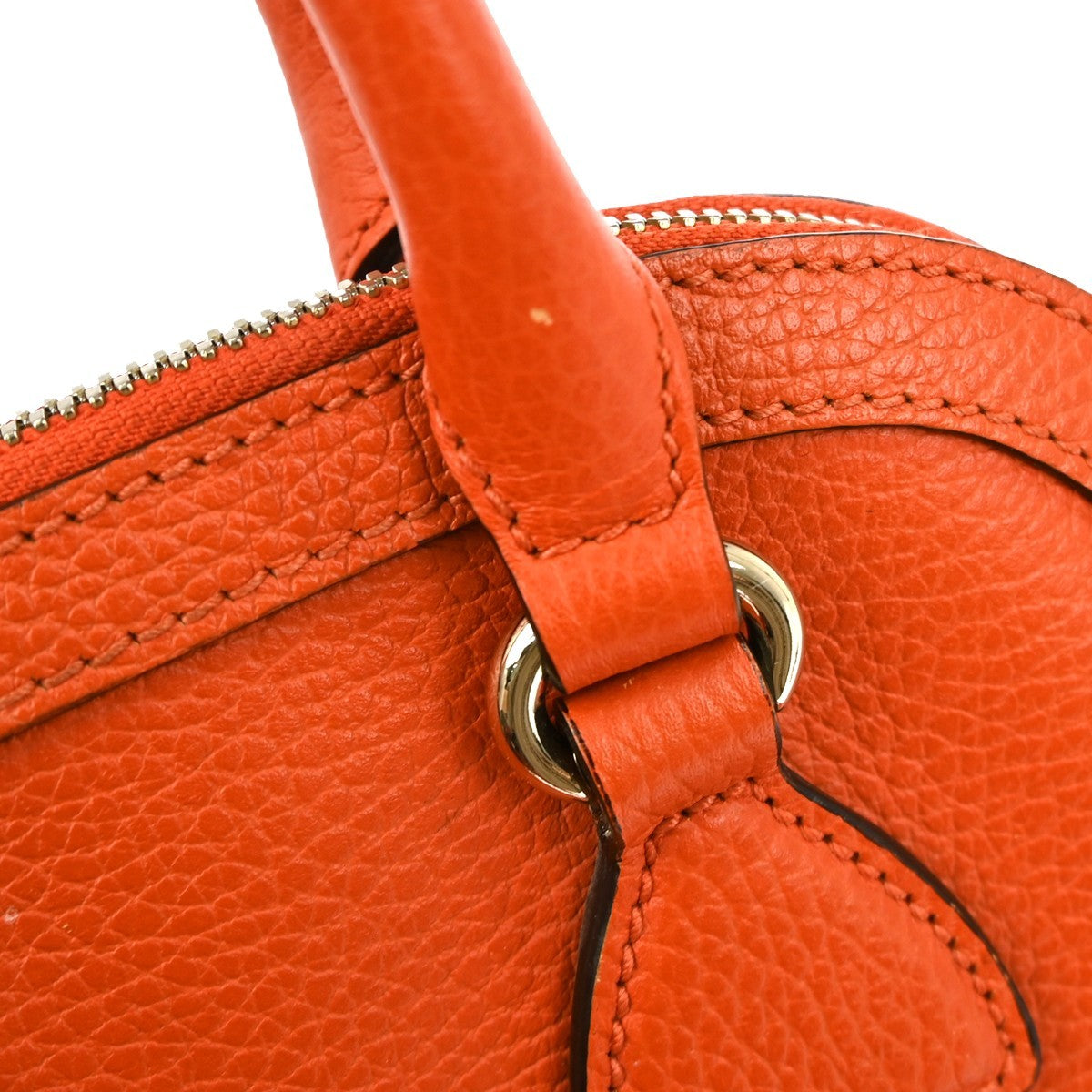 Gucci Convertible Dome Satchel Leather, ORANGE, LEATHER, Handbag