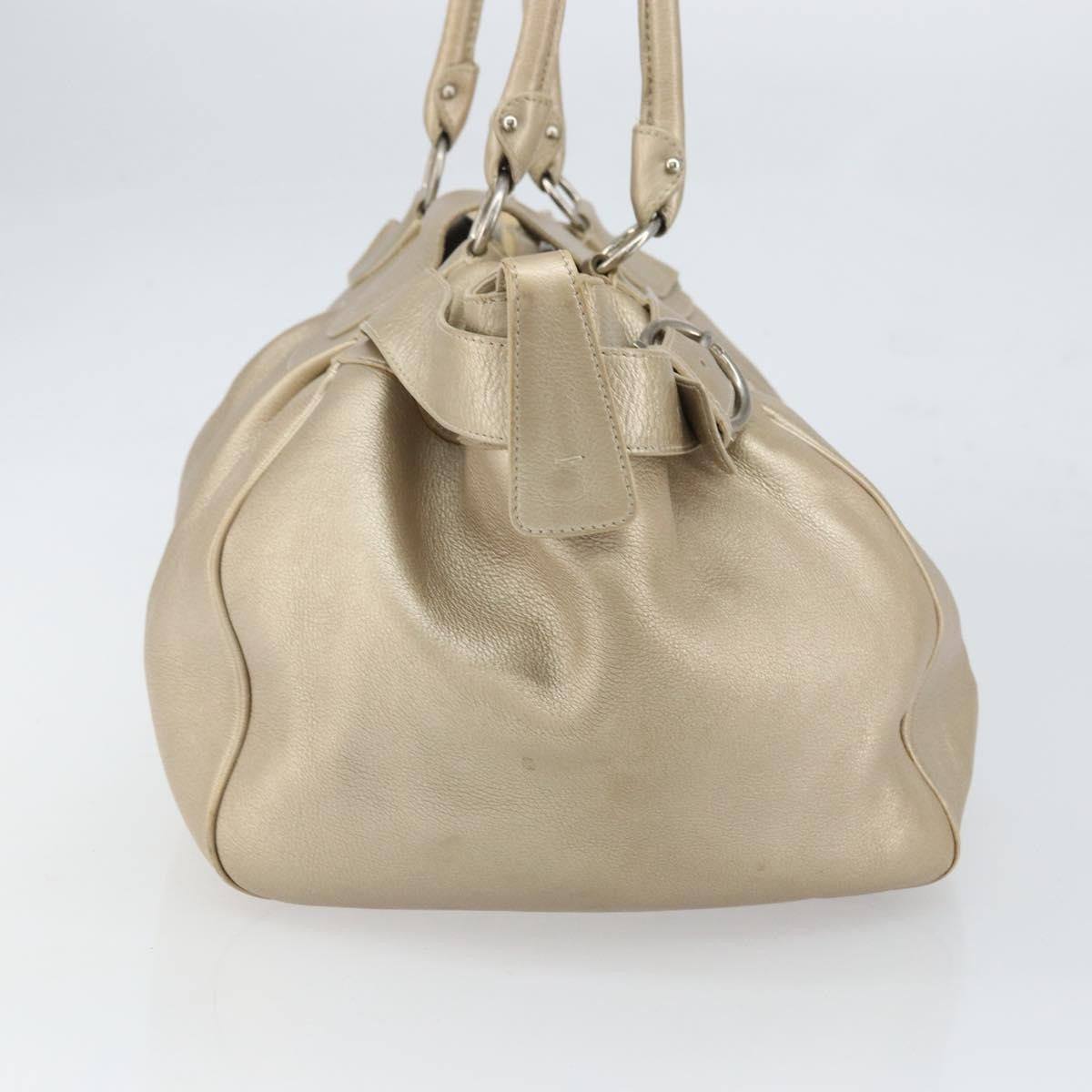Salvatore Ferragamo Gancini handbag Leather, GOLD, LEATHER, Handbag