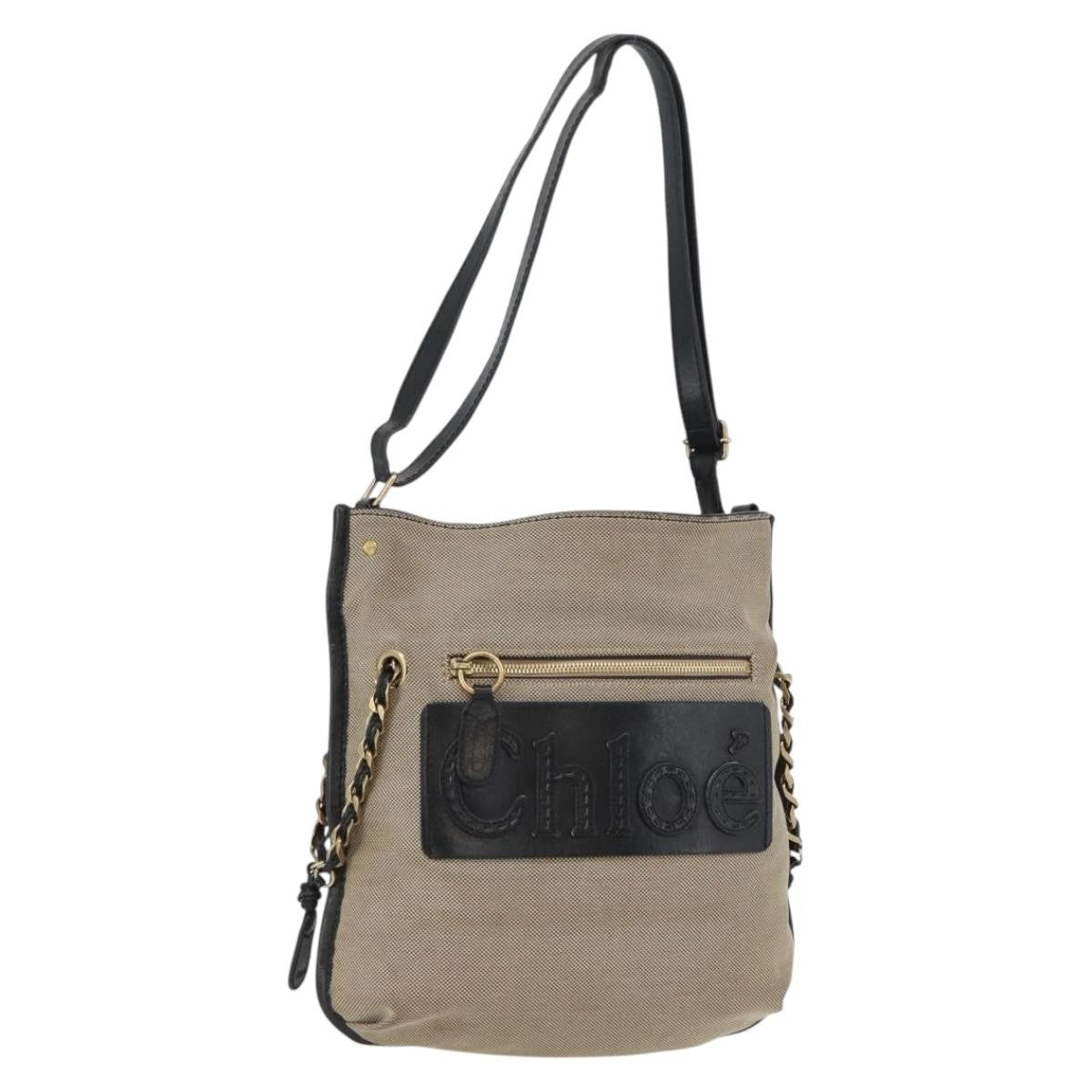 Chloe Vintage Shoulder Bag Canvas, BEIGE, CANVAS, Shoulder bag