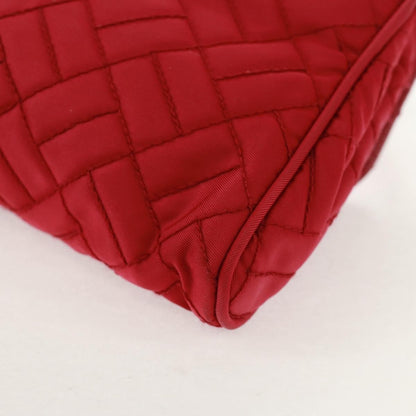 Prada Pushlock Chain Flap Bag Quilted Tessuto, Red, Nylon, Shoulder Bag