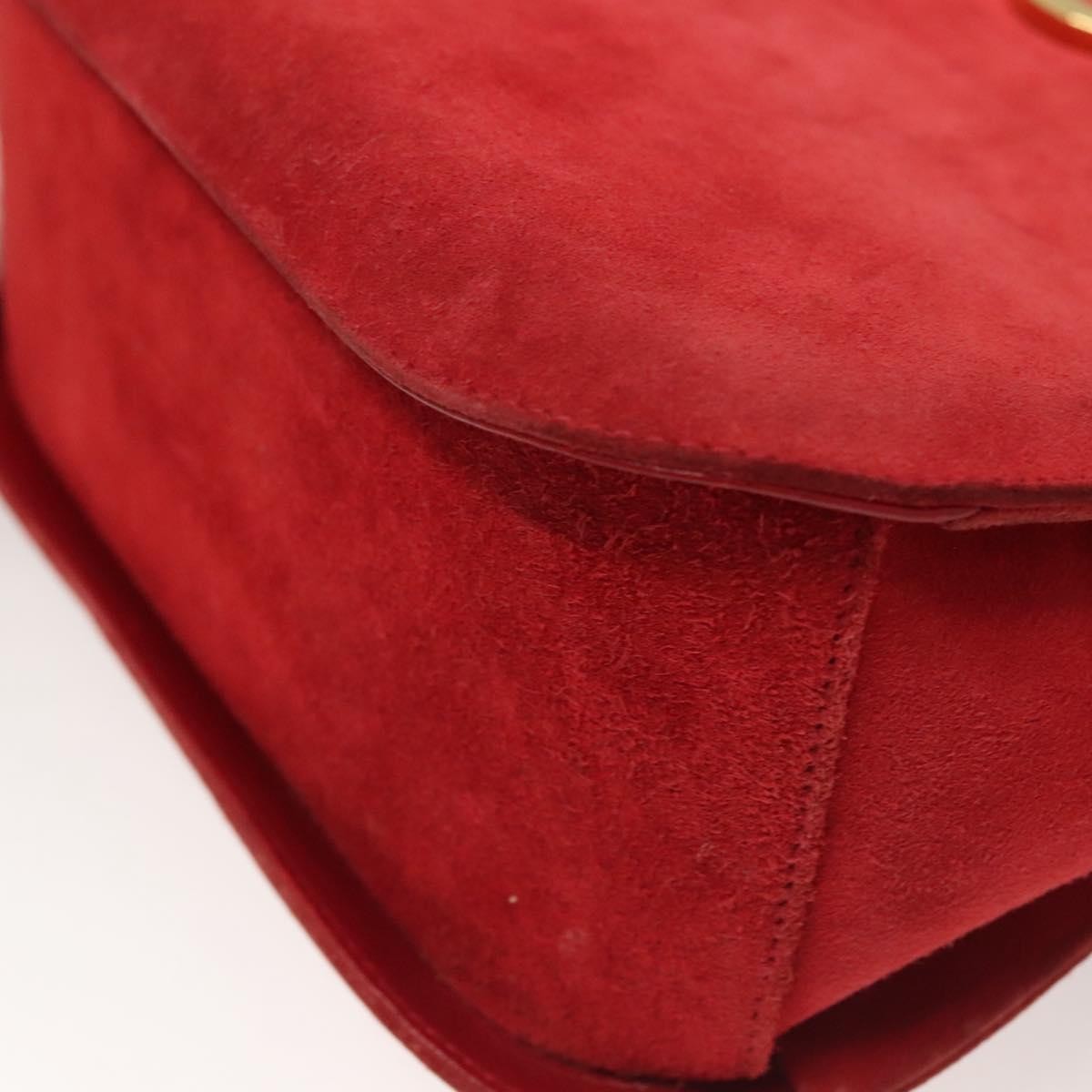 Salvatore Ferragamo Gancini Shoulder Bag Suede, RED, SUEDE, Shoulder bag