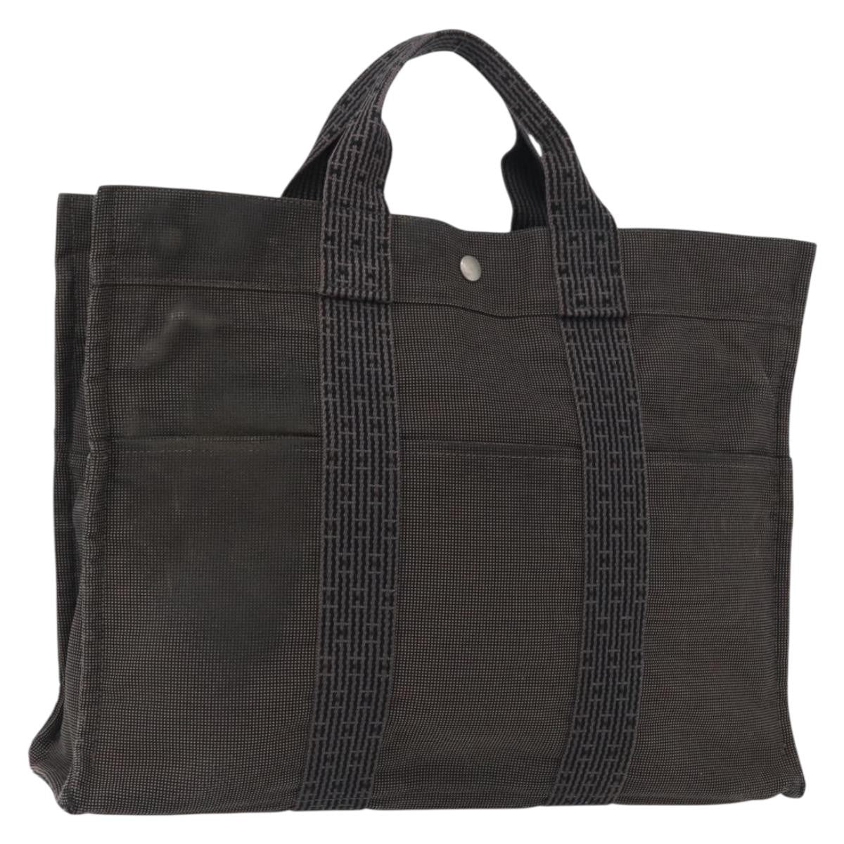 Hermes Fourre-tout Herline Canvas, GRAY, CANVAS, Tote bag
