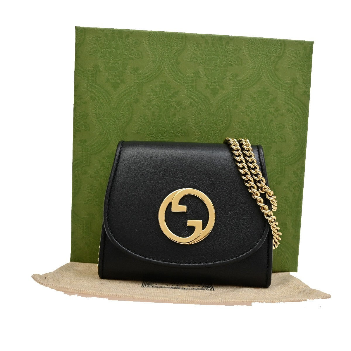 Gucci Blondie NM Chain Flap Bag Leather, BLACK, LEATHER, Shoulder bag