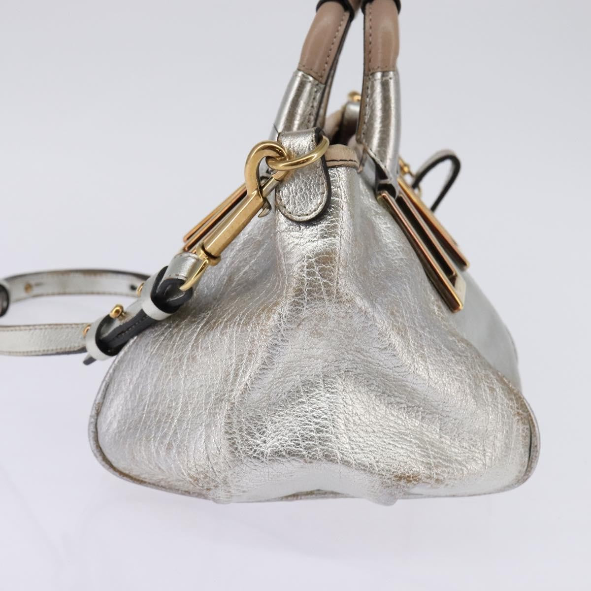 Chloe Paddington Lock Handbag Leather, SILVER, LEATHER, Handbag