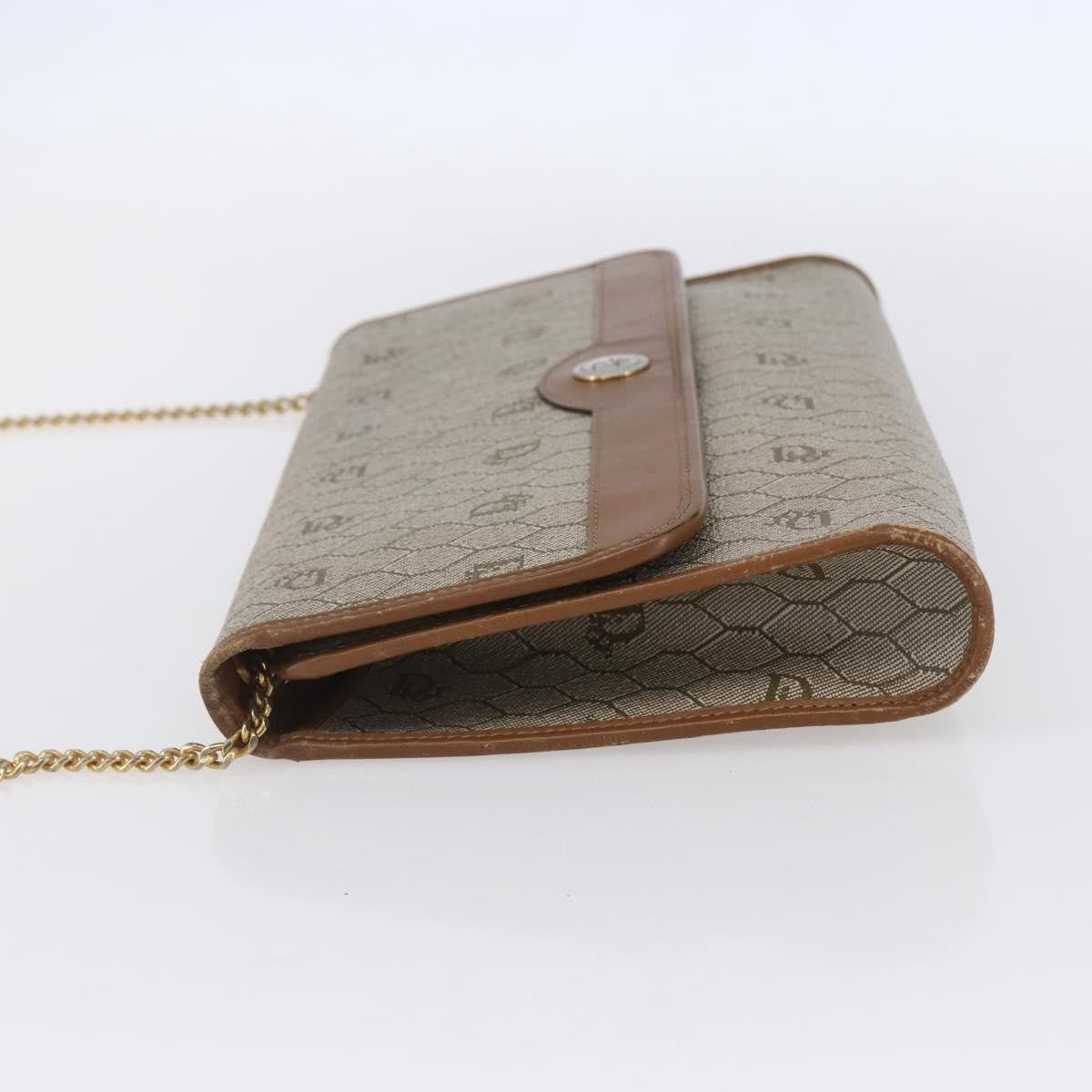 Christian Dior Vintage Honeycomb chain Canvas, BEIGE, CANVAS, Shoulder bag