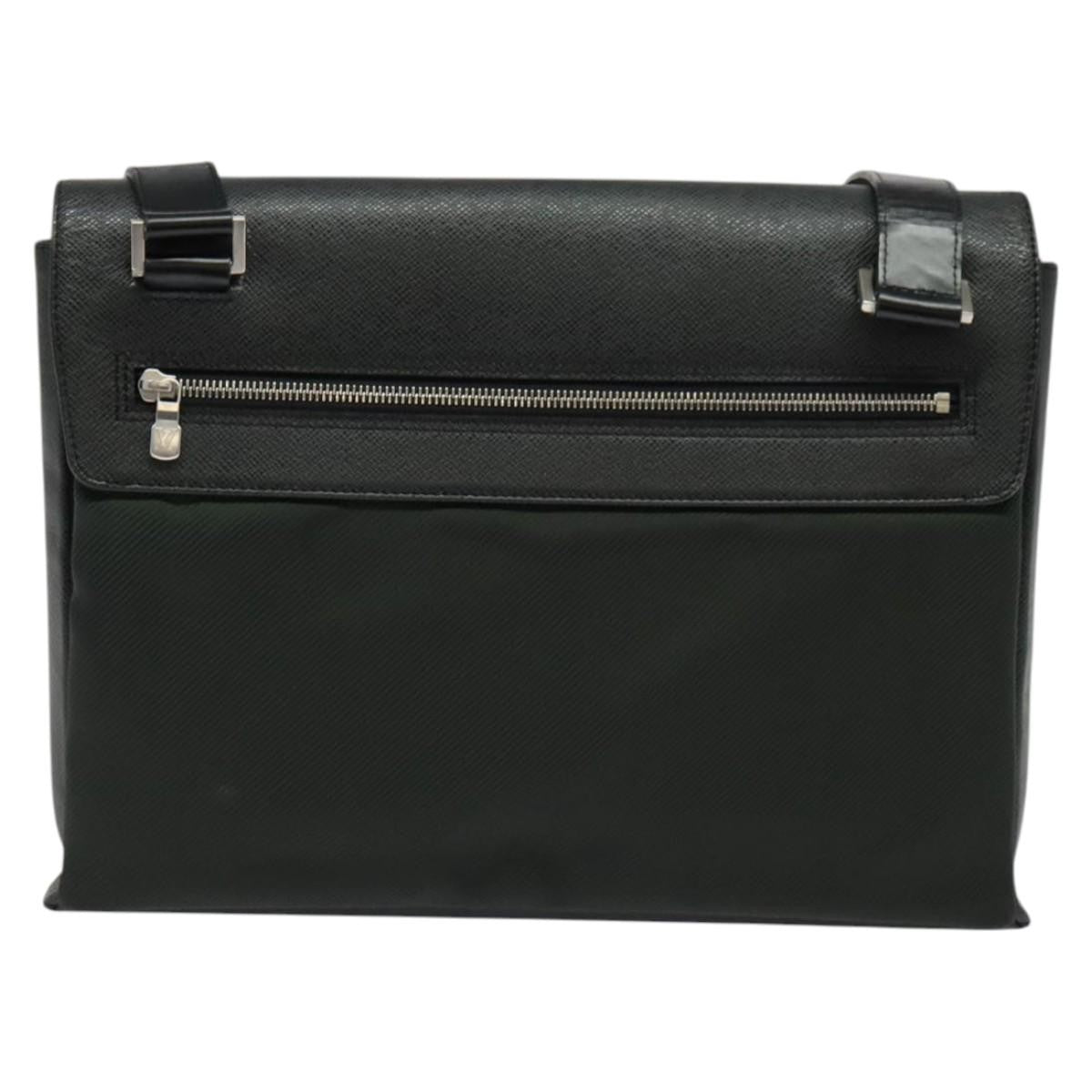 Louis Vuitton Saratov Messenger Bag Taiga Leather and Canvas, GRAY, LEATHER, Crossbody bag