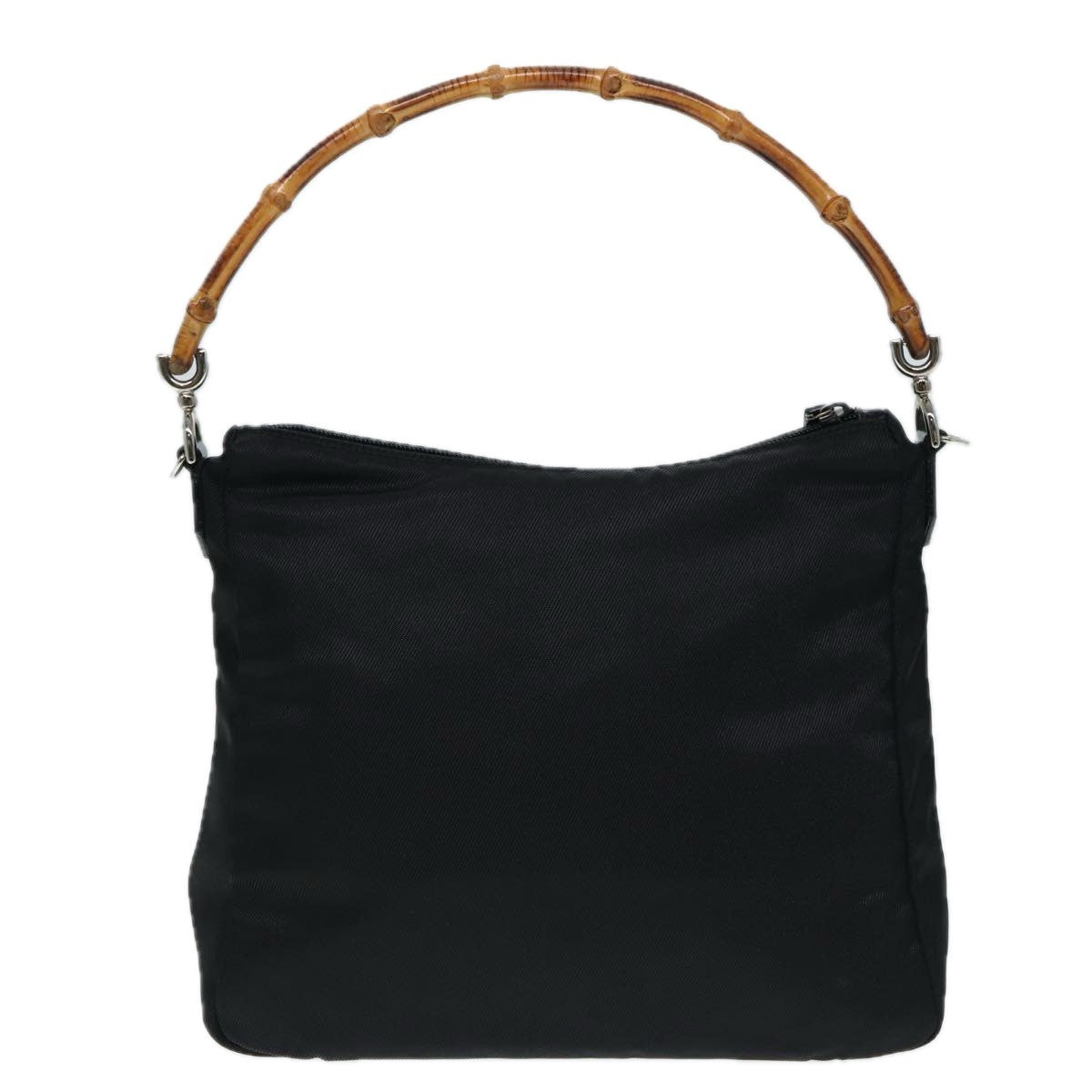 Gucci Vintage Bamboo Handle Bag Nylon, Black, Nylon, Handbag