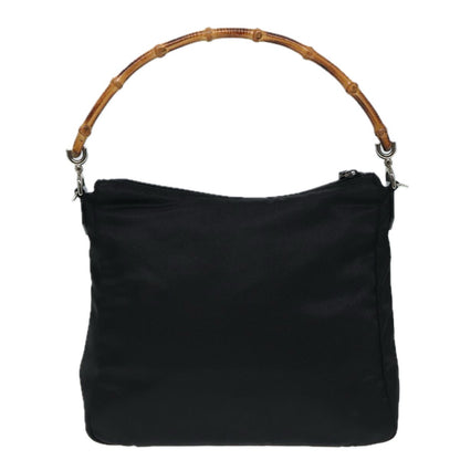 Gucci Vintage Bamboo Handle Bag Nylon, Black, Nylon, Handbag