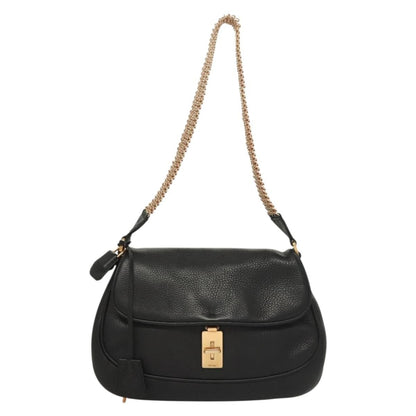 Prada Vintage Chain Flap Shoulder Bag Leather, BLACK, LEATHER, Shoulder bag