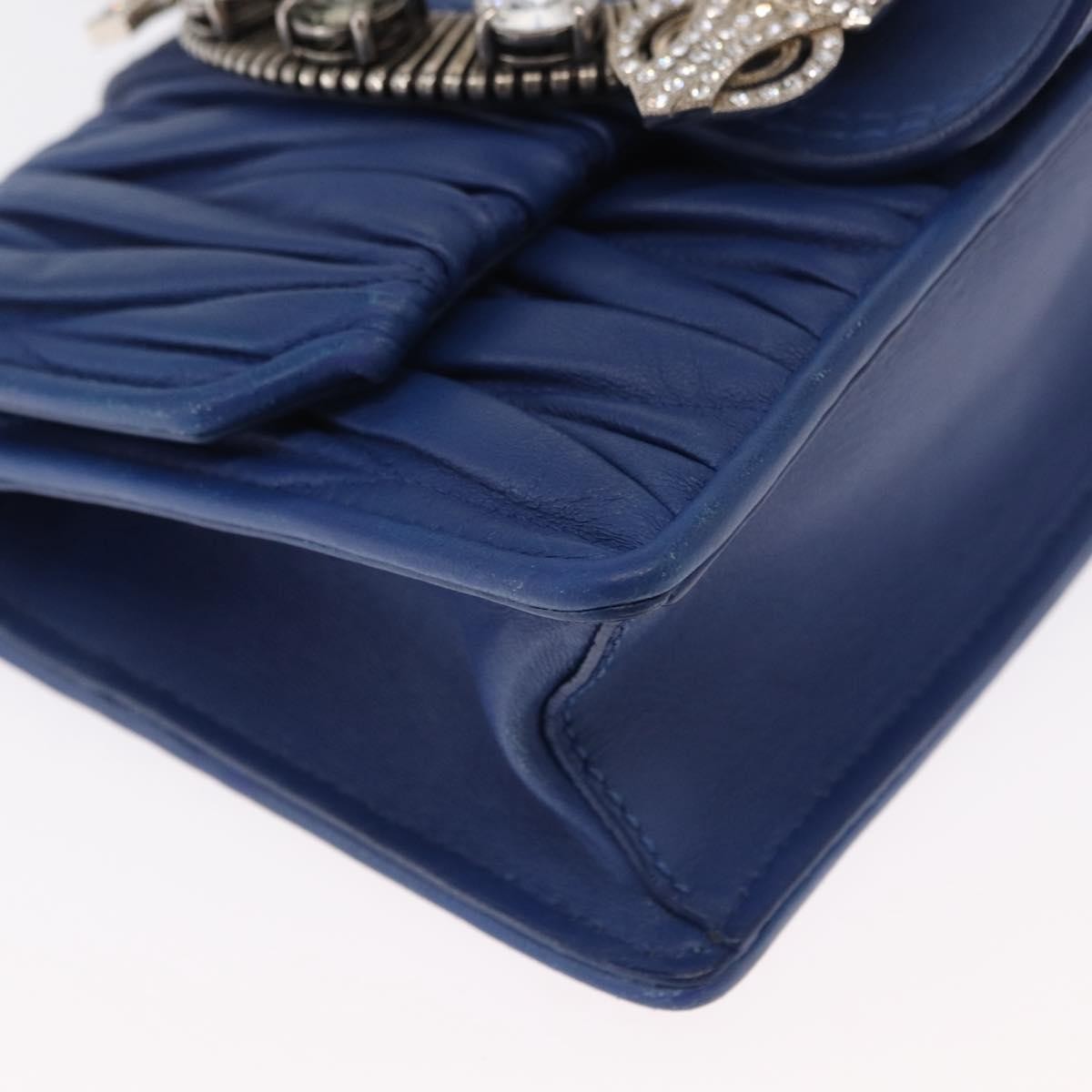 Miu Miu Madras Crystal Buckle Shoulder Bag Matelasse Leather, BLUE, LEATHER, Shoulder bag