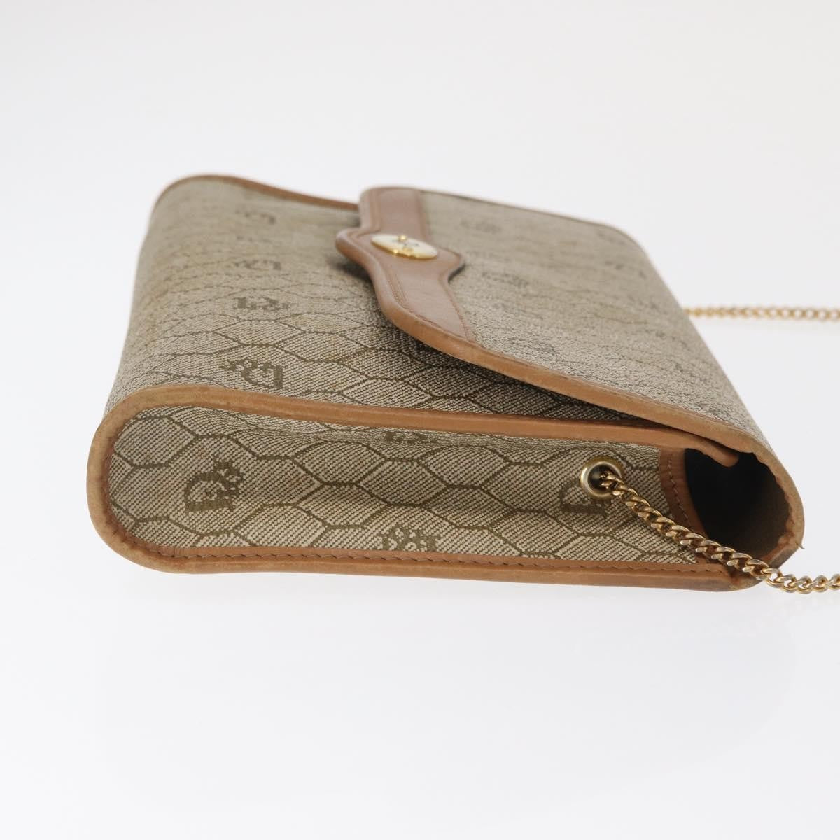 Christian Dior Vintage Honeycomb chain Canvas, BEIGE, CANVAS, Shoulder bag