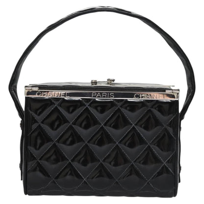 Chanel Vintage Metal Box Bag Quilted patent, Black, Patent Leather, Handbag
