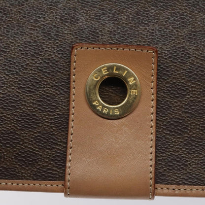 Celine Vintage Macadam Shoulder Bag Canvas and Leather, Brown, Canvas, Shoulder Bag