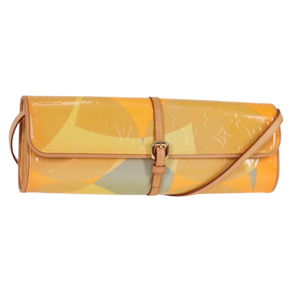 Louis Vuitton Fleurs Pochette Printed Monogram Vernis, YELLOW, PATENT_LEATHER, Shoulder bag