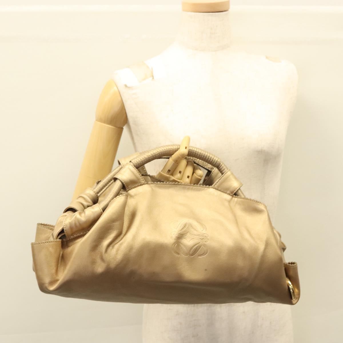 Loewe Anagram Logo Nappa Aire Hand Bag Leather, GOLD, LEATHER, Handbag