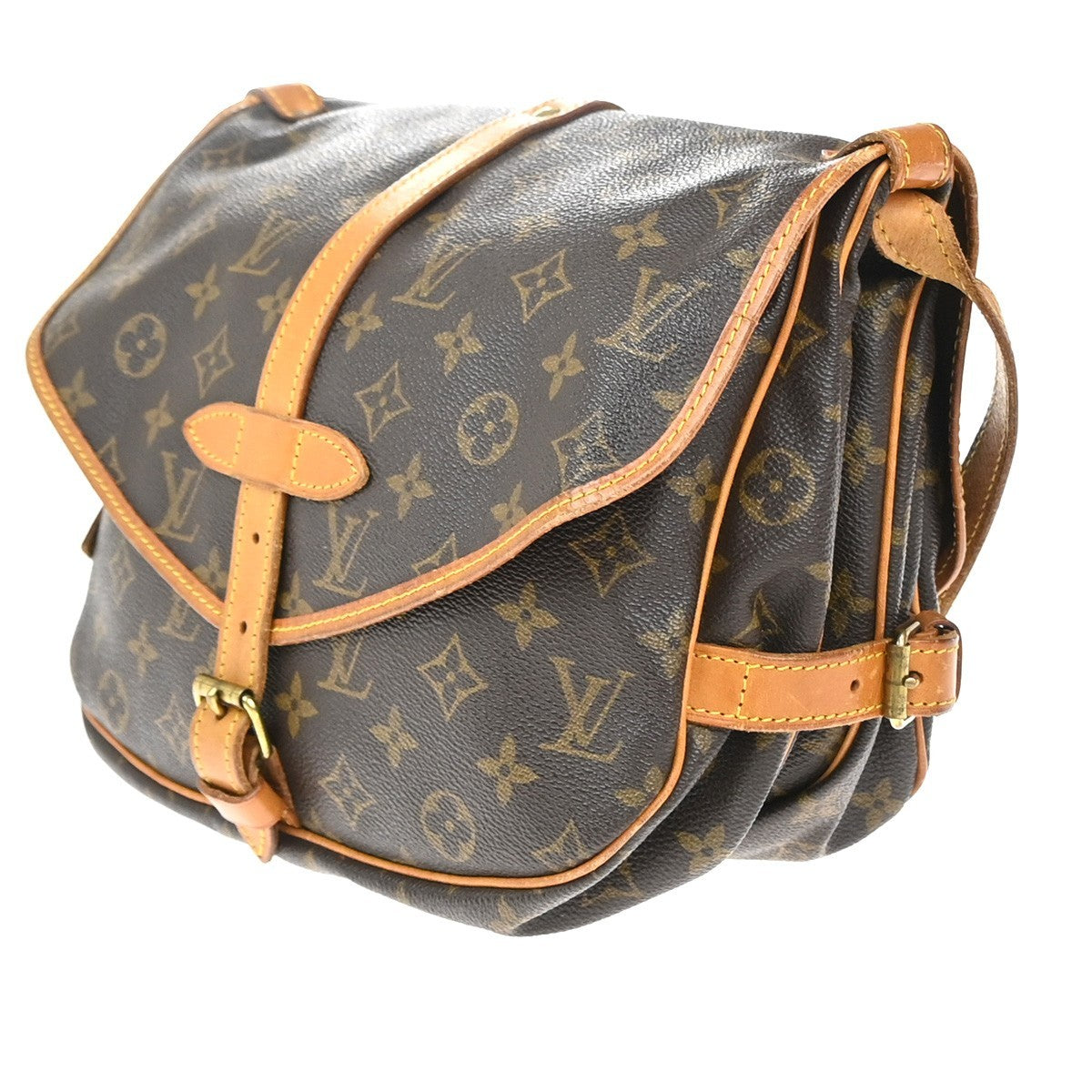 Louis Vuitton Saumur Handbag Monogram Canvas, BROWN, CANVAS, Shoulder bag